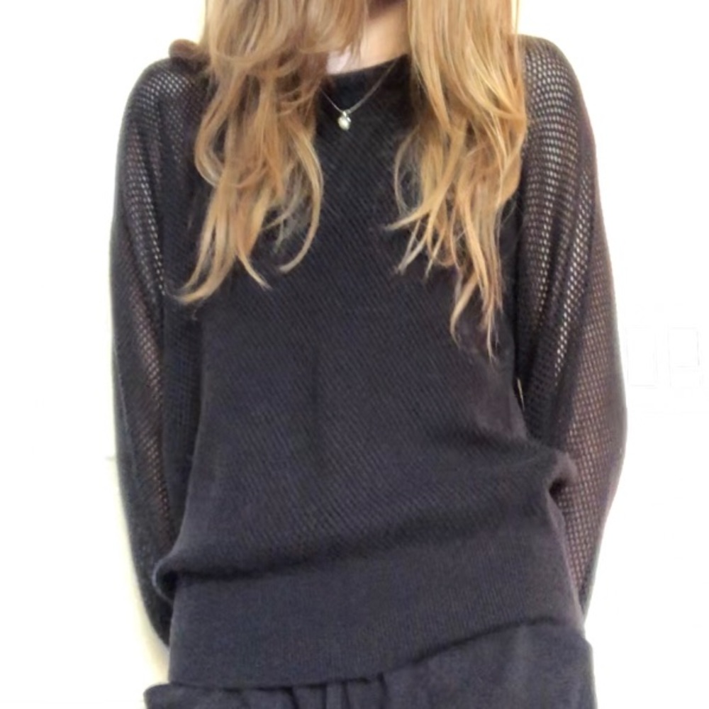 Black Mesh Fishnet Pullover Sweater